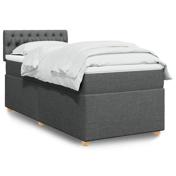 vidaXL Boxspringbett mit Matratze Dunkelgrau 90x200 cm Stoff, 3286571