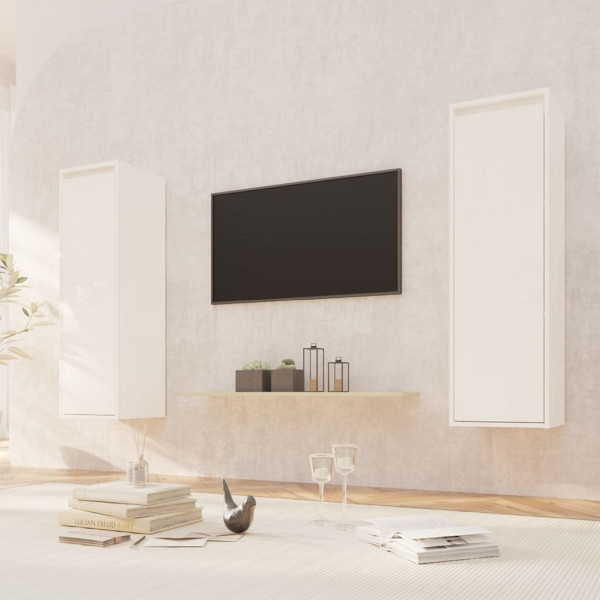 vidaXL Wandschränke 2 Stück Weiß 30x30x100 cm Massivholz Kiefer, 813508