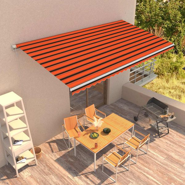 vidaXL Automatisch Einziehbare Markise 600×300 cm Orange und Braun, 3051208