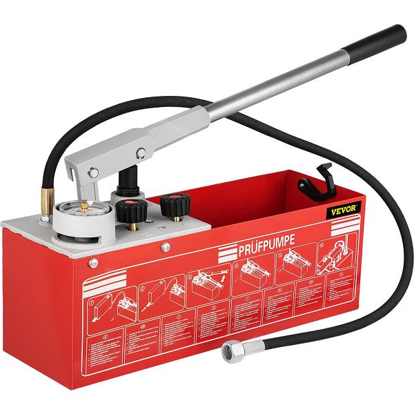 VEVOR Hydraulikdruckprüfpumpe 60 bar / 860 psi / 6 Mpa, Wasserdruckprüfer mit 12 L Tankvolumen, SYBBDDWC60BARKSPIV0