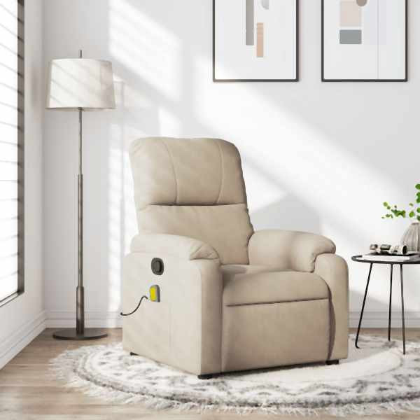 vidaXL Massagesessel Creme Mikrofasergewebe, Füllung: Schaumstoff, 373460