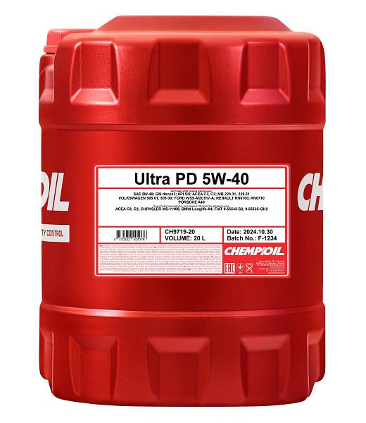 CHEMPIOIL Motorenöl 9719 Ultra PD 5W-40, VE: 20 l, CH9719-20
