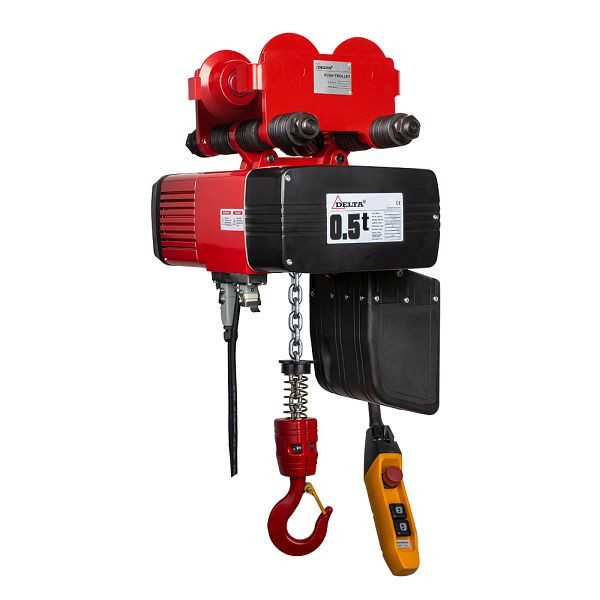 DELTA Premium Elektrischer Kettenzug Typ DEH mit Handfahrwerk 400V, 8/2m/min 1-Strang, 0,5t mit 3m Hubhöhe, DH.0.DEY.00503.03
