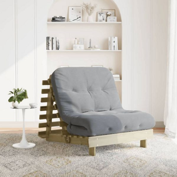 vidaXL Futon Schlafsofa mit Matratze 80x206x11 Kiefernholz Imprägniert, 846760