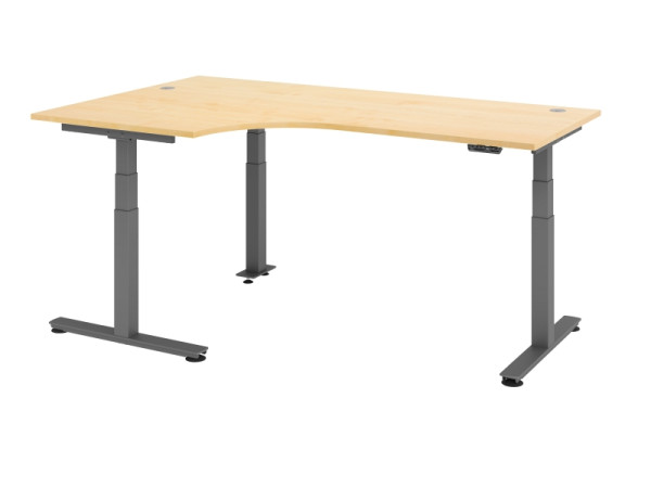 Hammerbacher Sitz-Steh-Winkeltisch elektrisch 200x120cm 90° Ahorn, VXDSM82/3/G