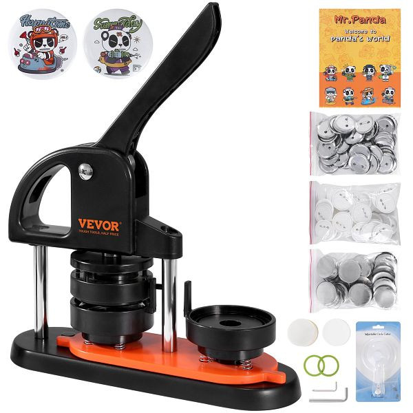 VEVOR Buttonmaschine Knopfmachermaschine 58mm 100 Stück Badge Punch Press, Buttonpresse, DIY Badge Press Machine Button Badge Maker, SLKXZJ58MM100NXJ1V0