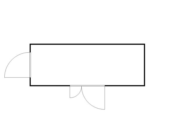 FLADAFI Materialcontainer MC 1600, verzinkt, zerlegt, Holzfußboden, Doppelflügeltür (asymmetrisch) auf der 6 m Seite und Einflügeltür, F16200710