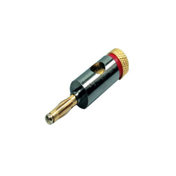 S-Conn Bananenstecker Metall mit Lautsprecherkabel-Anschluss max. 6 mm, vergoldete Kontakte, rot, 56210-R