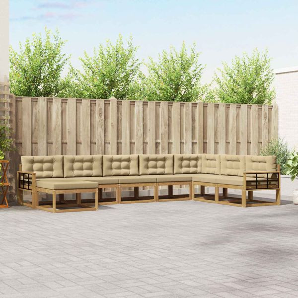 vidaXL Outdoor-Sofagarnitur 8-teilig Weiß und Beige, 3386877