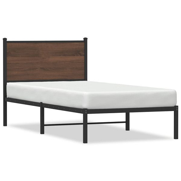 vidaXL Bettgestell mit Kopfteil Metall Braun Eichen-Optik 75x190 cm, 4007755