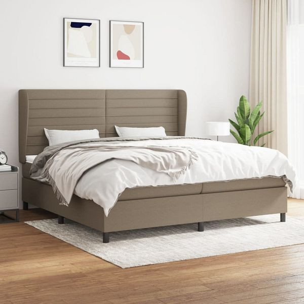 vidaXL Boxspringbett mit Matratze Taupe 200x200 cm Stoff, 3128073