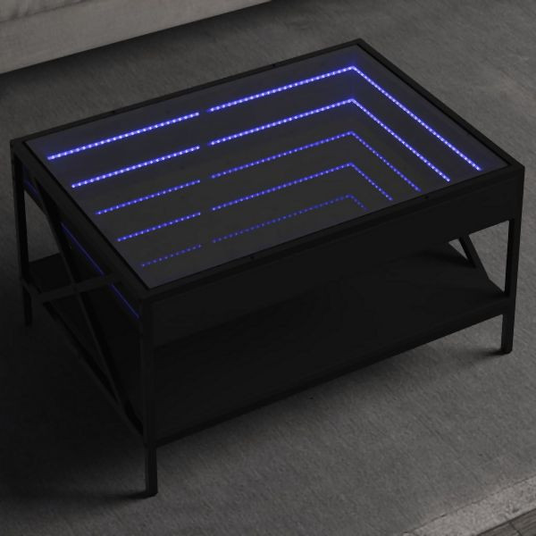 vidaXL Couchtisch mit Infinity-LED Schwarz 70x50x38 cm, 847702