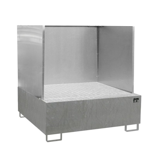 STEIN HGS Auffangwanne AW/SW, mit Spritzschutzwand, 800 Liter, ohne Farbe, feuerverzinkt, Gesamthöhe 1530 mm, feuerverzinkt, 4 x 200 Liter Fass, 79189.0030