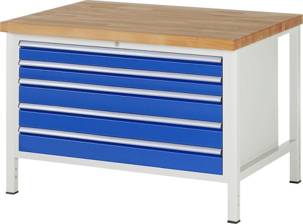 RAU Werkbank Serie 8000 - Modell 8371, B1250 x T900 x H840-1040 mm, Systemunterbau B1235 x T850 x H800-1000 mm, 03-8371A2-129B4H.11