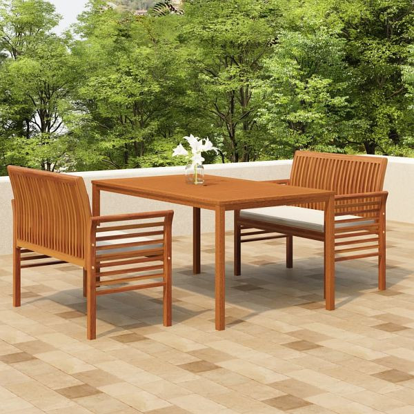 vidaXL 3-teilig Garten-Essgruppe mit Kissen Massivholz Akazie, 3120457