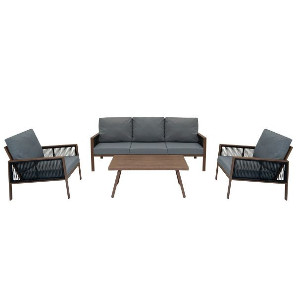 Monster 4-teilige Aluminium-Sofagarnitur, Holz, 214250