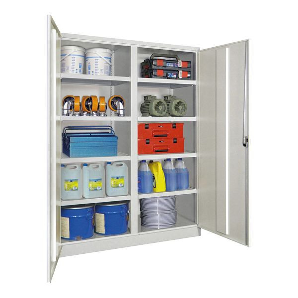 Pavoy Großvolumenschwerlastschrank 1950/1470/630, Trennwand, 8 gepulverte Fachböden, Flügeltüren, Drehgriff mit Zylinderschloss, 36367-147-024-910905