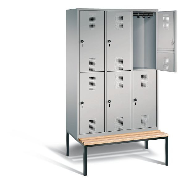 C+P Spind doppelstöckig Evolo, H2090xB1200xT815mm, Farbe: Weißaluminium, 48350-32 S10027