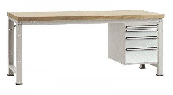 Manuflex Komplett-Werkbank Grund PROFI Standard mit Multiplex-Platte, BxTxH = 2000 x 700 x 840 mm, Lichtgrau, WP5624.7035