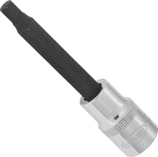 VIGOR Innensechskant Schraubendreher-Einsatz, Vierkant hohl 12,5 mm (1/2 Zoll), Innen-Sechskant Profil, 7 mm, Länge: 100 mm, V2074
