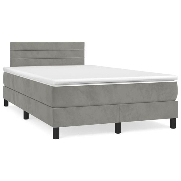 vidaXL Boxspringbett mit Matratze Hellgrau 120x190 cm Samt, 3269843