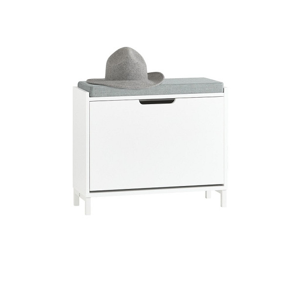 SoBuy Schuhbank mit einer Tür Weiß 60x24x52 cm, Industriell, FSR151-K-W