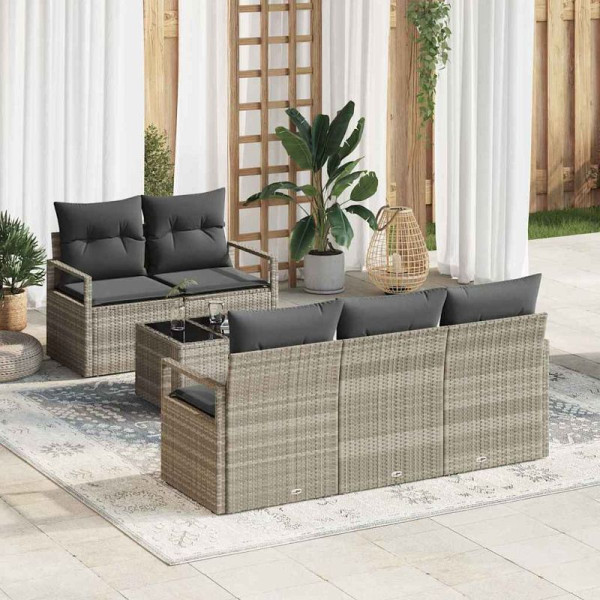 vidaXL Garten-Sofa-Set, 6er Set, Hellgrau und Dunkelgrau 55 x 55 x 37 cm, 3354931