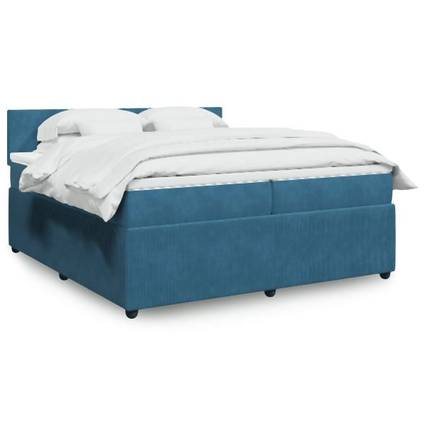 vidaXL Boxspringbett mit Matratze Blau 200x200 cm Samt, 3290128
