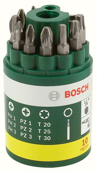 Bosch Schrauberbit-Set, 10-teilig, inklusive Torx, 2607019452
