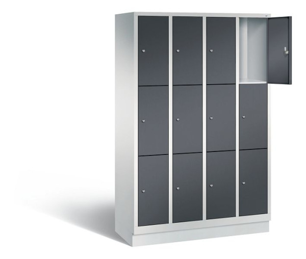 C+P Schließfachschrank Evolo, H1800xB1190xT500mm, Farbe: Lichtgrau / Schwarzgrau, 48020-403 S10011