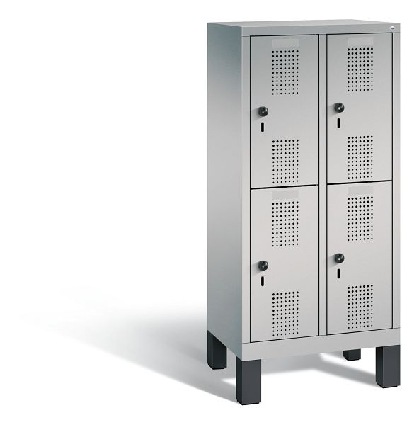 C+P Kindergarten-Spind doppelstöckig Evolo, H1350xB610xT300mm, Farbe: Weißaluminium, 483103-20 S10048