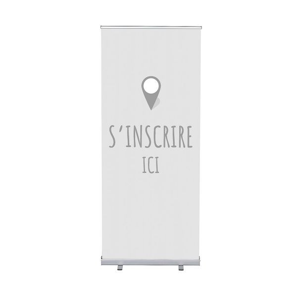Showdown Displays Roll-Banner Budget 85 Komplettset Hier Anmelden Grau Französisch, RBB085LSFI560