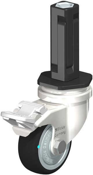 Blickle LRXA-PATH 50KD-FI-FK-EXV02 Edelstahl-Apparate-Lenkrolle mit Expander & Feststeller, Thermoplastisches Polyurethan, Grau, 853333