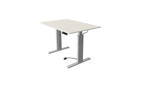 Kerkmann Sitz-/Stehtisch Move 3 silber, B 1200 x T 800 mm, elektrisch höhenverstellbar von 720-1200 mm, weiß, (Montage), 10231510-1