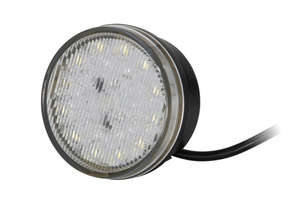 HELLA LED-Tagfahrleuchte, 83mm, 24V, rund, ECE-R10/E4 2907, Lichtscheibenfarbe: glasklar, LED-Lichtfarbe: weiß/gelb, 2500mm, beidseitig, 2BE 980 690-001