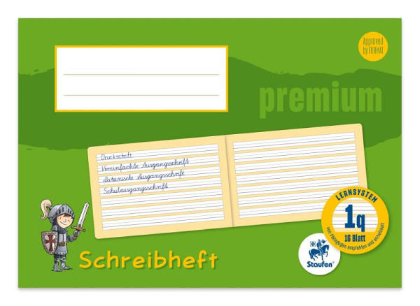 Staufen Schreiblernheft PREMIUM LIN 1q - A5 quer, 90 g/qm, 16 Blatt, 734500710