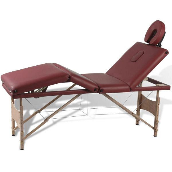 vidaXL Massagetisch mit Holzrahmen, faltbar 4 Zonen Rot, 110094
