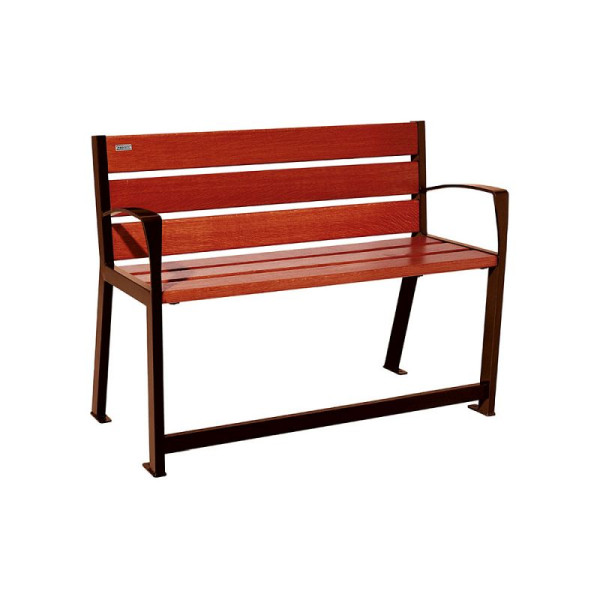 STEIN HGS PROCITY® Bank Silaos® für Senioren Holz & Stahl / 1200mm und 1800 mm, Mahagoni, Rost Korten Effekt, 1200 mm, 78367.0019