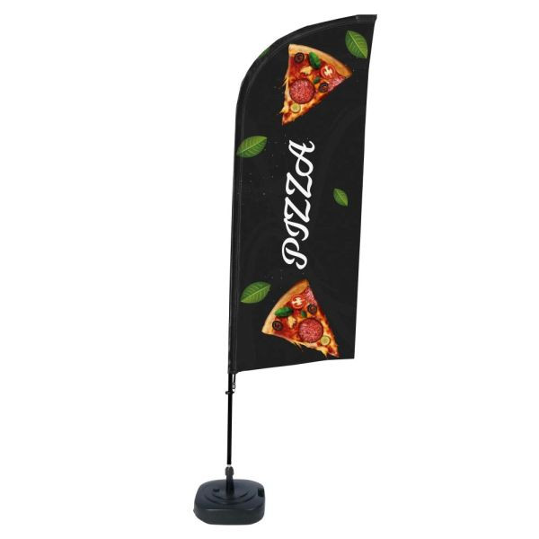 Showdown Displays Beachflag Alu Wind Komplett-Set Pizza, BFAW310-WT21-I136