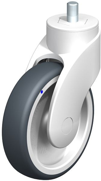 Blickle LWKX-TPA 126G-GSX12 Kunststoff-Lenkrolle WAVE, rostfrei, mit Gewindestift, Thermoplastisches Gummi-Elastomer, Grau, 752244