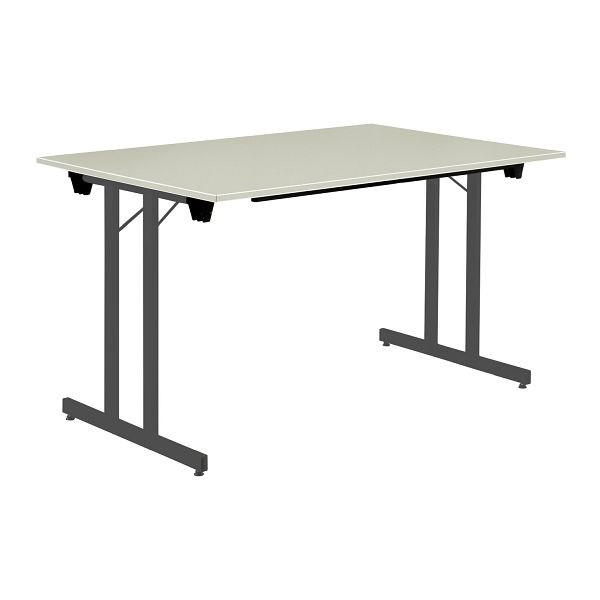 Bisley Klapptisch, rechteckig, Breite 1400 mm, Tiefe 700 mm, 19mm Tischstärke, 334 anthrazitgrau x G grau, KT1407G334