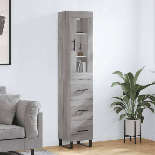 vidaXL Highboard Grau Sonoma 34,5x34x180 cm Holzwerkstoff, 3199263