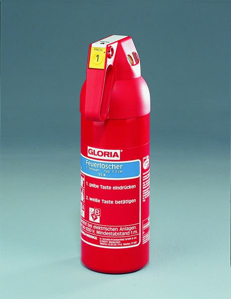 Gloria Schaum-Feuerlöscher S 2 LW für die Brandklassen A und B, mit Manometer, Löschmittelinhalt: 2 Liter, mit Wandhalter, 001551.0000