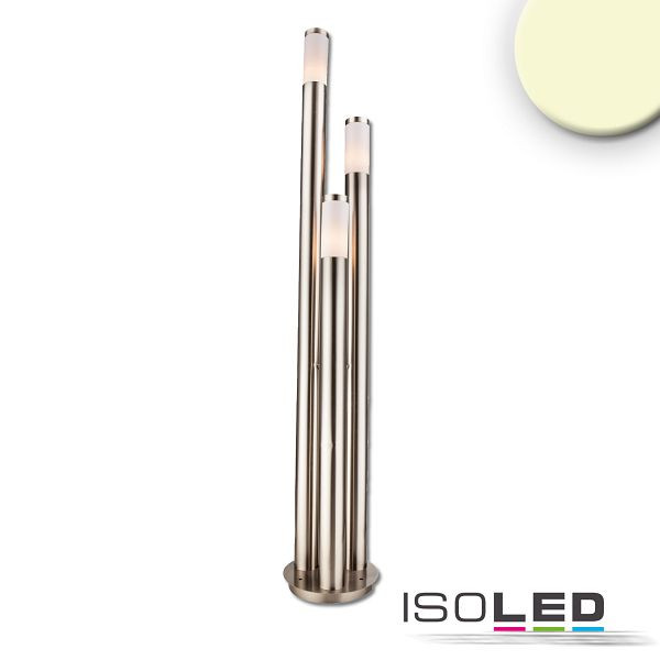ISOLED Pollerleuchte 1700 Edelstahl, IP44, warmweiß, mit 3x E27 LED Leuchtmittel 9W, 115017