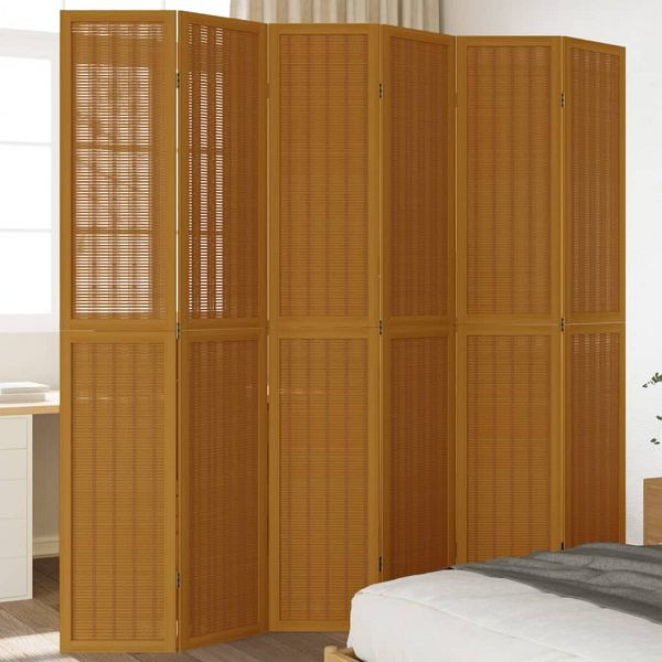 vidaXL 6-teilig Raumteiler Braun Massivholz Paulownia, 358828