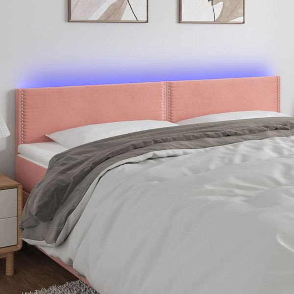 vidaXL LED Kopfteil Rosa 160x5x78/88 cm Samt, 3121531, 8720287281757