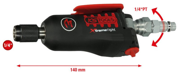 KS Tools 1/4" MONSTER Xtremelight Mini-Bit-Druckluft-Schlagschrauber mit Umschaltwippe, 108Nm, 515.3835
