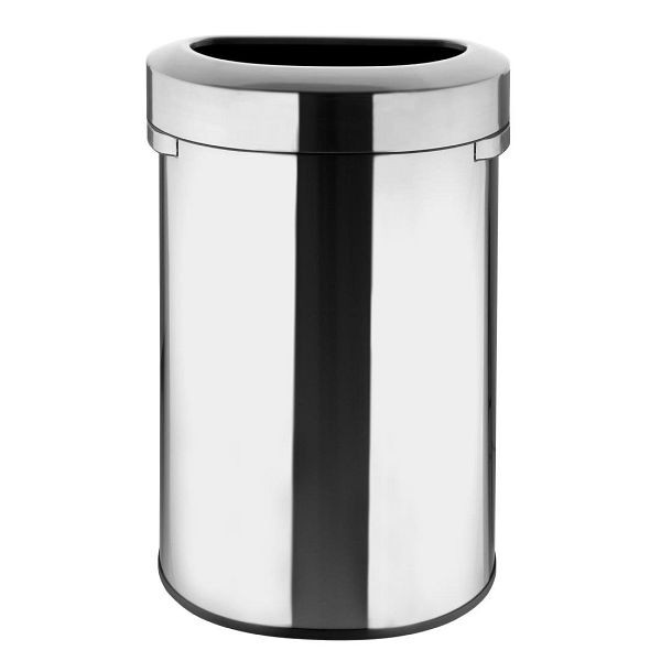 Bolero 'D' Form Gebürsteter Stahl Mülleimer mit offenem Deckel 86Ltr, HT463