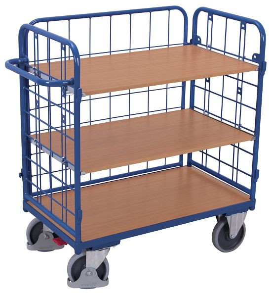 VARIOfit Etagenwagen niedrig, Außenmaße: 1.190 x 625 x 1.220 mm, RAL 5010 enzianblau, sw-600.307