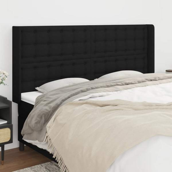 vidaXL Kopfteil mit Ohren Schwarz 203x16x118/128 cm Stoff, 3120038